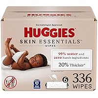 Huggies Skin Essentials Baby Wipes, Hypoallergenic, 99% Water, 6 Flip Top Packs (336 Wipes Total)