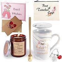 LDIWEE Teacher Appreciation Gift Sets for Women, Thank You Graduation Gift Box from Students, Funny Teacher Gift Basket with Ceramic Coffee Mug, Cosmetic Bag, Scented Candle, Keychain