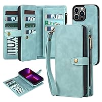 for iPhone 13 Pro Max Wallet Case with Card Holder & Detachable Magnetic Phone Case, Leather All-Round Protection Phone Case Wallet for Women/Men,6.7 in, Blue