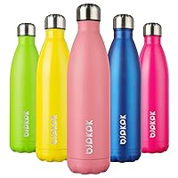 FineDine Triple Insulated Stainless Steel Water Bottle (set of 2) 17 Ounce,  Sleek Insulated Water Bottles, Keeps Hot and Cold, 100%