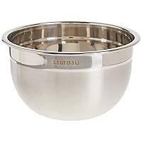 Stainless Steel Deep Mixing, Easy Pour With Rounded Lip Kitchen Metal Bowls for Baking & Marinating, Dishwasher-Safe, 3-1/2-Quart