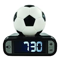 Lexibook - Soccer Ball Digital Alarm Clock with Night Light Snooze, Clock, Luminous Soccer Ball, Black Colour - RL800FO