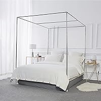 Canopy Bed Frame Stainless Steel Queen Size Bed Canopy Frame & Bed Poles, Fit for Four-Corner Bed and Mosquito Curtains, Queen (Silver)