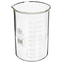 United Scientific™ BG1000-2000 Borosilicate Laboratory Grade Glass Beakers | Griffin Style Low Form Beaker | Graduated with Spout | Designed for Laboratories & Chemistry Classrooms | 2,000mL | 1 Each