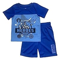 Marvel Avengers Toddler Boys' Colorblock T-Shirt and Mesh Shorts Set, Blue (3T)
