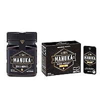 Raw Manuka Honey, Certified UMF20+ MGO 850+ | 100% Pure Genuine New Zealand Honey Bundle Set - 8.8 oz Bottle + 28-count Snap Packs