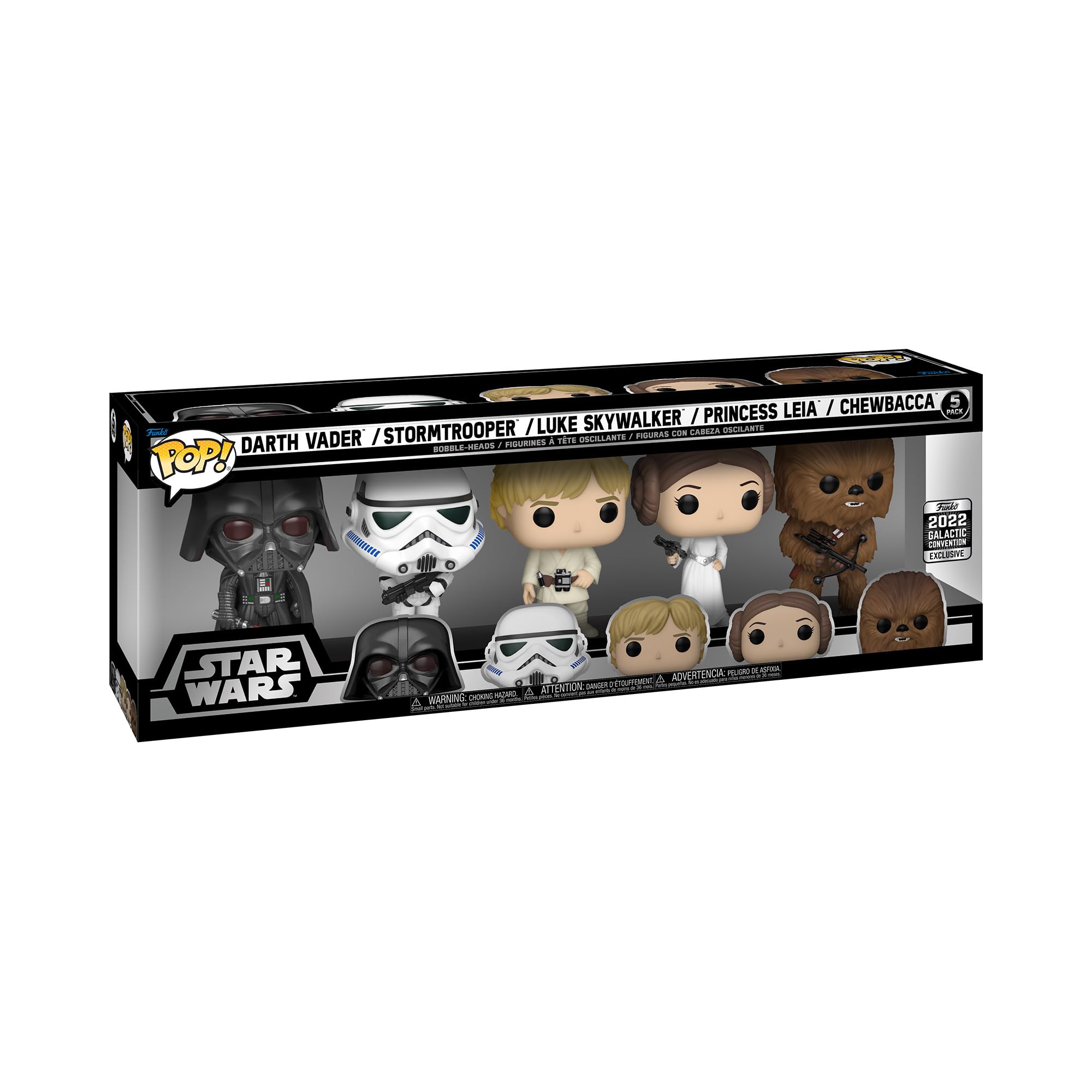 Funko Pop! Vinyl: Star Wars - Darth Vader, Stormtrooper, Luke Skywalker, Princess Leia and Chewbacca - 5 Pack (Shared Galactic Convention, Amazon Exclusive), Multicolor, 64122