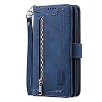 XRJNFHI-- Wristband Case for Samsung Galaxy S24 Ultra/S24 Plus/S24, Leather Flip Wallet Cover, Card Slots Kickstand Folio Phone Case Full Protective (S24,Blue)