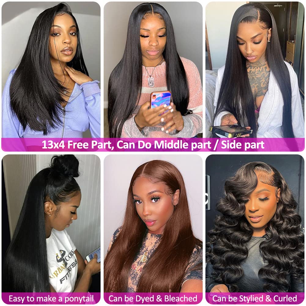 Hermosa 9A Lace Front Wigs for Black Women Human Hair 13x4 180 Density Straight Lace Front Wigs Human Hair with Baby Hair Pre Plucked Black Color 18 inch