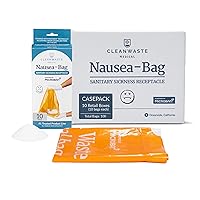 Nausea Vomit Bag with Microban (10 Retail Boxes) - Instant Gelling Powder, Medical Grade, Leak Free - Hospitals, Facilities, Home Healthcare, Rideshare (10 Drawstring Bags/Box)