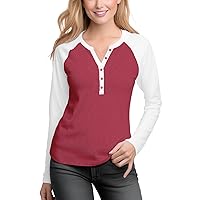 Decrum Womens Long Sleeve Tops Casual – Fashion Baseball Shirt Women | [40164172] HTHR Pink White, S