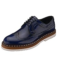 Men's Navy Blue Leather Handcrafted Lightweight Oxford Shoes