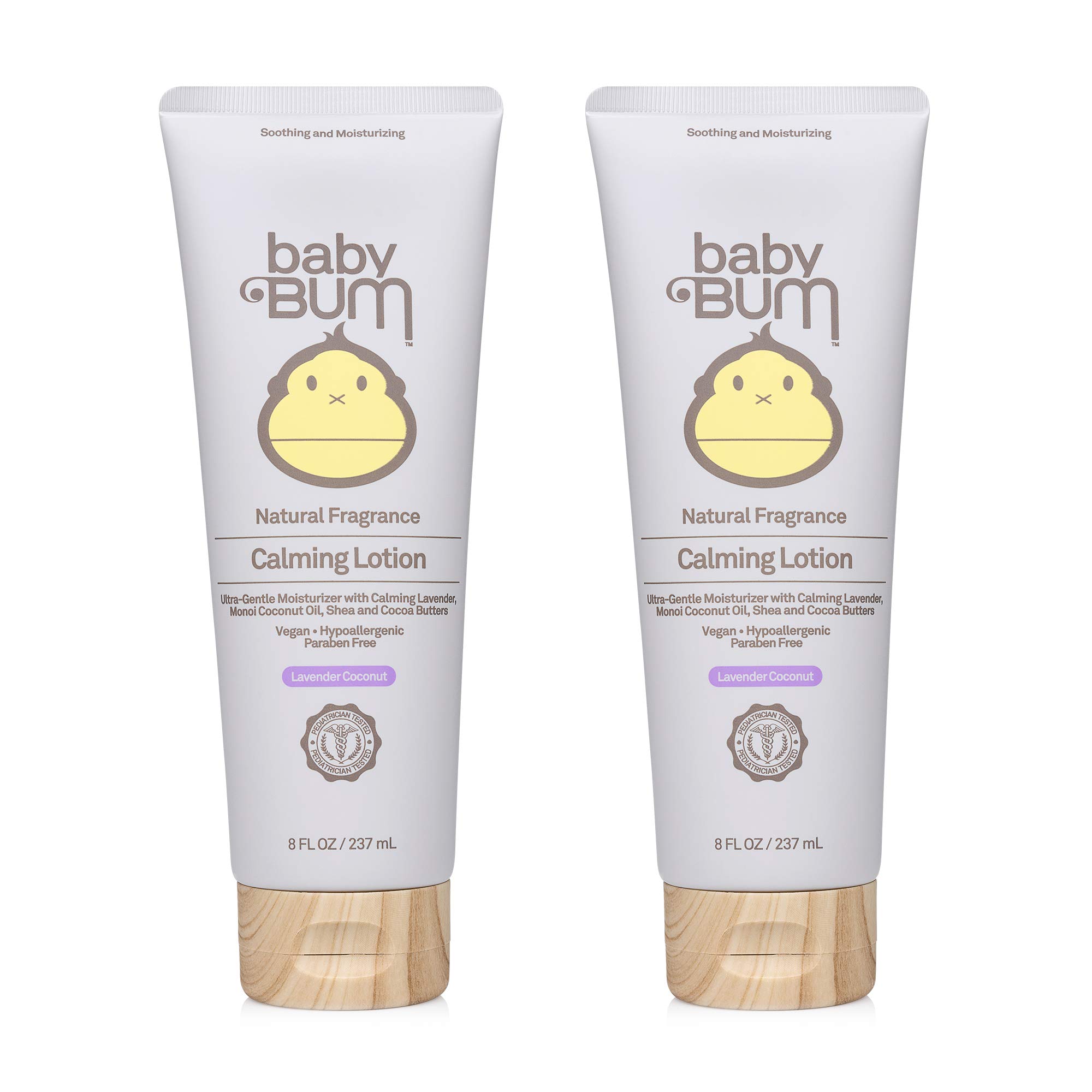 Baby Bum Calming Lotion | Moisturizing Baby Body Lotion for Sensitive Skin with Shea and Cocoa Butter| Lavender Coconut Fragrance| Gluten Free and Vegan | 8 FL OZ | 2 Pack