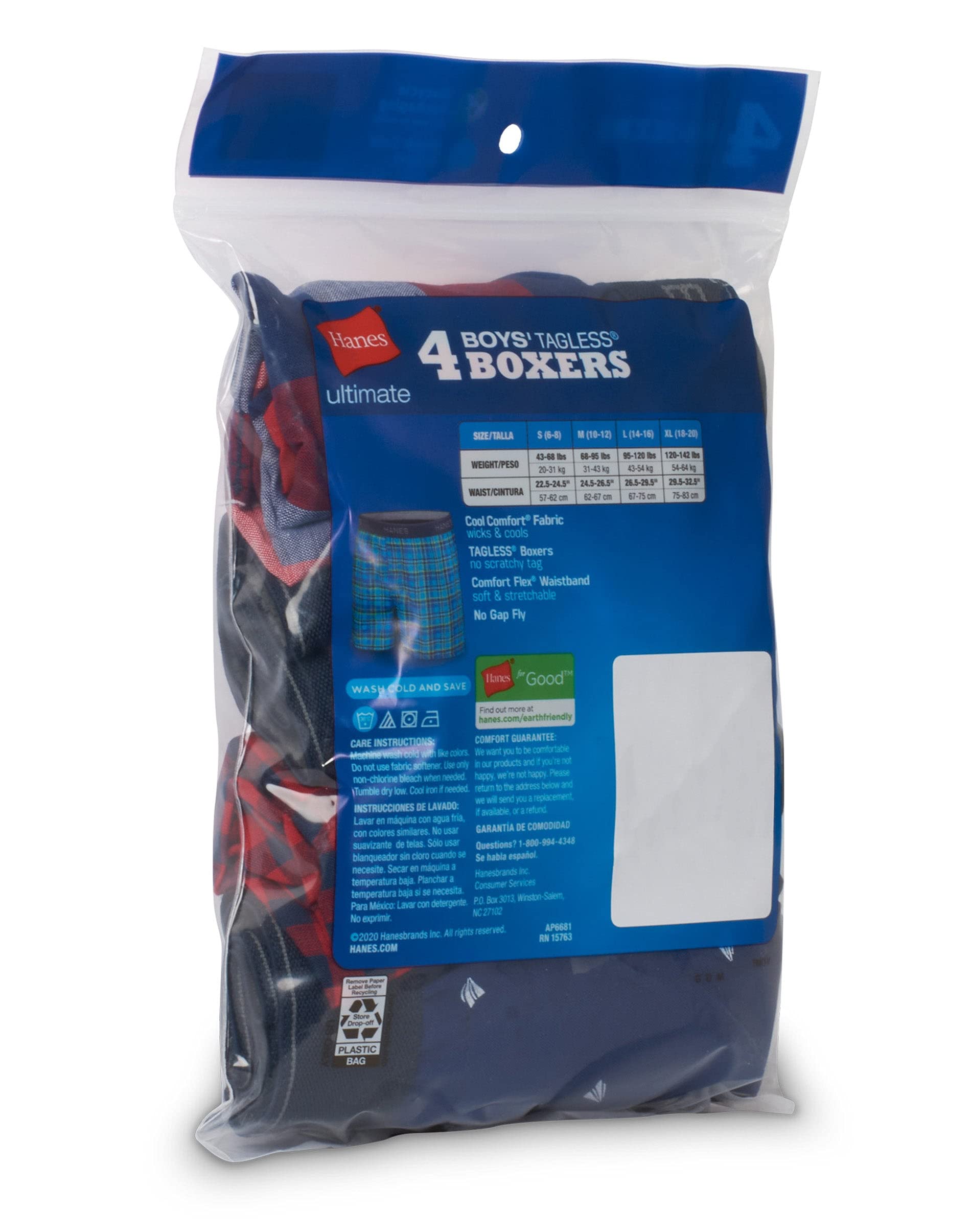 Hanes Boys' Boxer Briefs W/Comfortsoft Waistband, Assorted 4-Pack