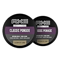 Styling Look Classic Pomade Medium Hold and Natural Finish Clean Cut Look, Classic Axe Hair Pomade For Easy To Style Hair 2.64oz 2 Count