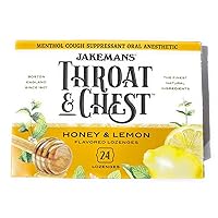 Jakemans Honey and Lemon Throat & Chest Lozenges Cough Drops – Cough, Sore Throat and Seasonal Distress Soothing Relief – Liquid Drop Shape – 24 Count