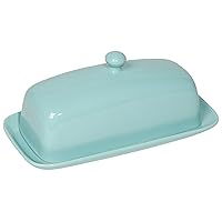 Now Designs Stoneware Rectangle Butter Dish with Lid Eggshell, 4.5 x 8 in