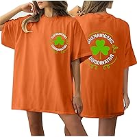 Oversized St Patricks Day Shirt Women Shenanigans Coordinator Letter Tee Tops Shamrock Graphic Short Sleeve T-Shirts