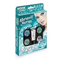 Mermaid Glitter Kit by Moon Glitter - 100% Cosmetic Glitter for Face, Body, Nails, Hair and Lips