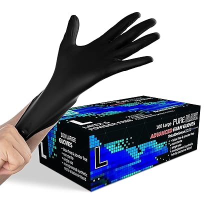 Dre Health Synthetic Nitrile Black Disposable Gloves Large -100 PK No Latex Medical Gloves
