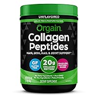 Orgain Hydrolyzed Collagen Peptides Powder, 20g Grass Fed Collagen - Hair, Skin, Nail, & Joint Support Supplement, Paleo & Keto, Type I and III, 1lb (Packaging May Vary)
