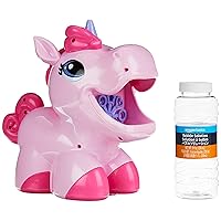 Amazon Basics Kids Outdoor Automatic Unicorn Bubble Blowing Machine With Solution, Gift for Age 3Y+, Pink