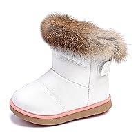 KVbabby Girl's Snow Boots Toddler Boots Kids Warm Winter Boots Fur Lined Waterproof Boots PU Leather Non-slip