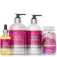 Hairfinity Candilocks Chewable Hair Vitamins, Shampoo, Conditioner, and Oil - Biotin Growth Treatment for Damaged, Dry, Curly or Frizzy Hair