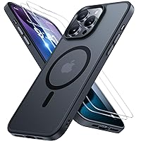 Miracase Magnetic Series for iPhone 15 Pro Max Case [Compatible with MagSafe] [with 2X Screen Protectors] Military-Grade Protection, Anti-Fingerprint, Slim Phone Case for iPhone 15 Pro Max - Black