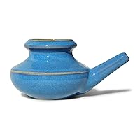 Baraka Handcrafted Ceramic Neti Pot - Sinus Tool Kit for Home - Nose & Nasal Cleaner - Dishwasher Safe - Durable Ceramic Neti Pot - Food Grade Ceramic Glazes - Lightweight - Made in USA - 10oz (Blue)
