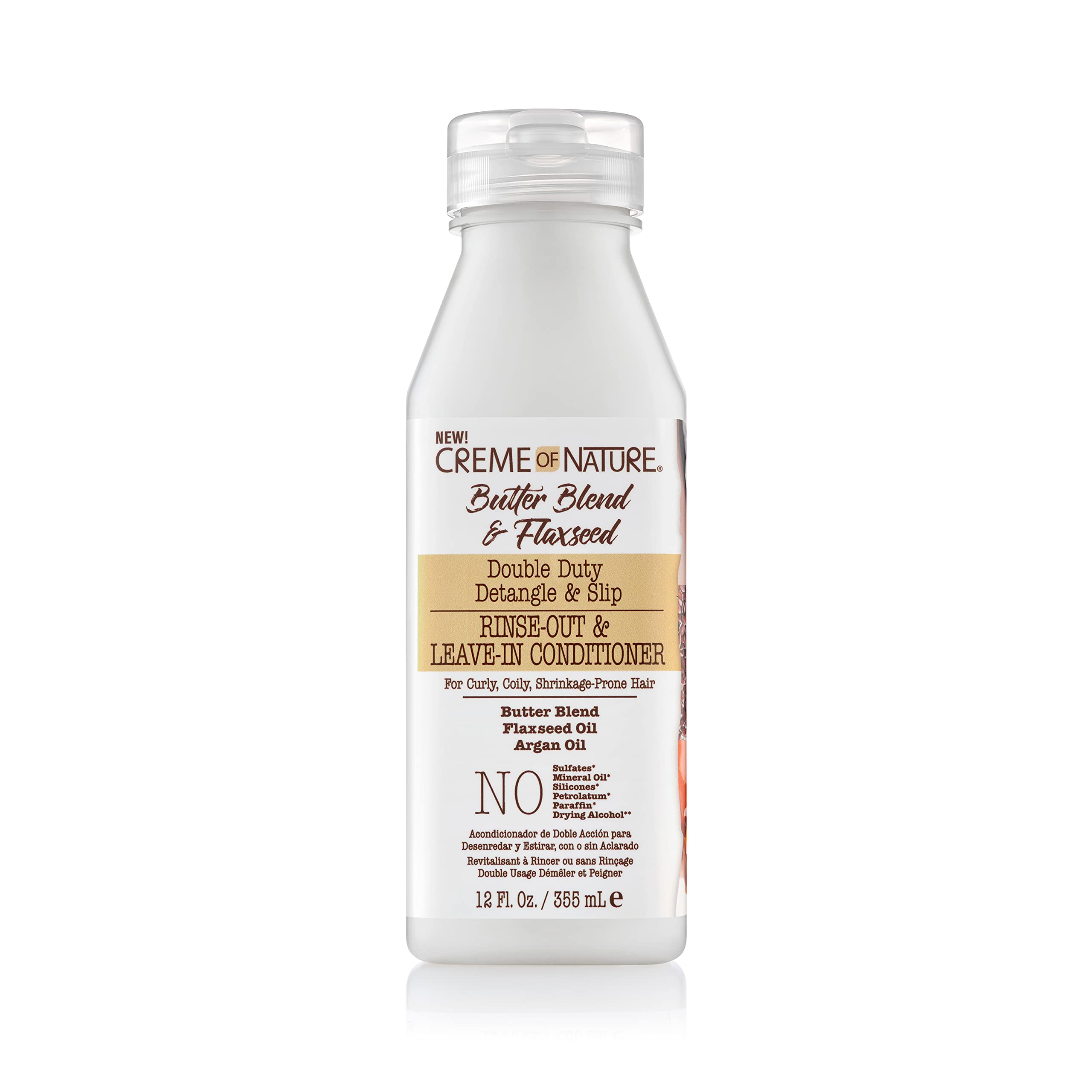 Leave In Conditioner by Creme of Nature, Butter Blend, Argan Oil, Flaxseed Oil, Rinse-Out, Leave-In, 12 Oz