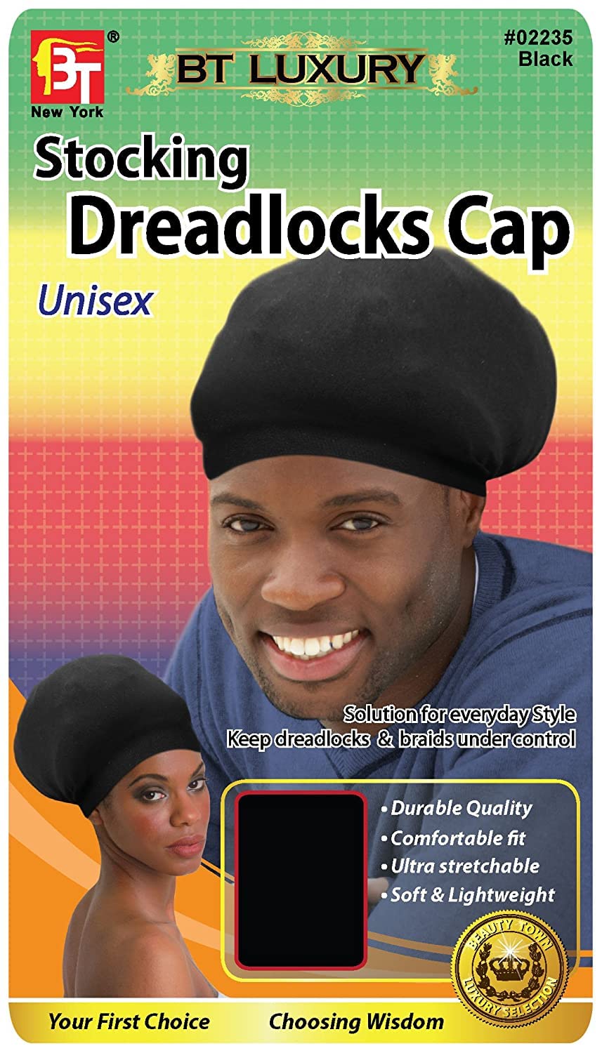 Beauty Town Stocking Dreadlocks Cap - Black, Comfortable fit, stretchable, super stretchy, soft, durable, lightweight, stays on your head, unisex