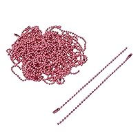 50Pcs Ball Beads Chain, Bulk Tag Metal Chain, 4.72 Inch Metal Chain Necklace Bulk with Connectors for Hanging Christmas Decoration Jewelry Making Tags Craft Projects,Pink