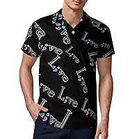 Live Love Semicolon Mens Polo Shirt Short Sleeve Golf T Shirt Casual Sport Shirts for Work Business Fishing