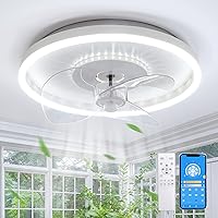 Ceiling Fans With Lights LED Low Profile Ceiling Fan With Remote Control and App 3000K-6500K 6 Speed 47W Noiseless 15.7