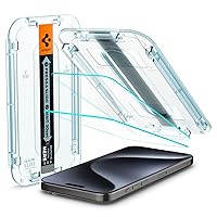 Spigen Tempered Glass Screen Protector [GlasTR EZ FIT] designed for iPhone 15 Pro [Case Friendly] - 2 Pack