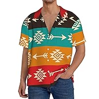 Aztec Arrows Indian Navajo Tribal Retro Men's Hawaiian Shirt Short Sleeves Funny Printed Loose-Fit Summer Beach Casual Shirts