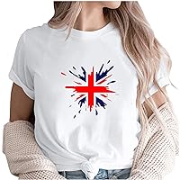 T Shirt Women American Flag Graphic Short Sleeve Tee Tops Crewneck Casual T-Shirts Loose Fit Trendy Tees 2024 Shirts Blouse