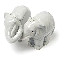 Abbott Collection 27-HUG/ELEPHANT Hugging Elephants Salt and Pepper Shaker Set, Grey, 3.5