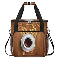 Coffee Cup Pattern（06） Coffee Maker Carrying Bag Compatible with Single Serve Coffee Brewer Travel Bag Waterproof Portable Storage Toto Bag with Pockets for Travel, Camp, Trip