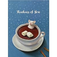 Tree-Free Greetings Holiday Greeting Cards, Hot Chocolate Mouse Happy Holidays, Vintage Brown Recycled Paper, Boxed Note Card Set, 10-Pack (HB93310)