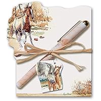 Lissom Design Note Pad and Pen Gift Set - Desk Set for Home or Office Memo Sheet Notepad and Pen, 2-Piece, Wild Mustang