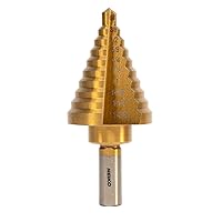 NEIKO 10194A Titanium Step Drill Bit, High-Speed Alloy-Steel Bit, Hole Expander for Wood and Metal, 10 Step Sizes from 1/4 Inch to 1 3/8 Inches