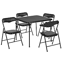 Flash Furniture Mindy Kids 5-Piece Folding Square Table and Chairs Set for Daycare and Classrooms, Children's Activity Table and Chairs Set, Black