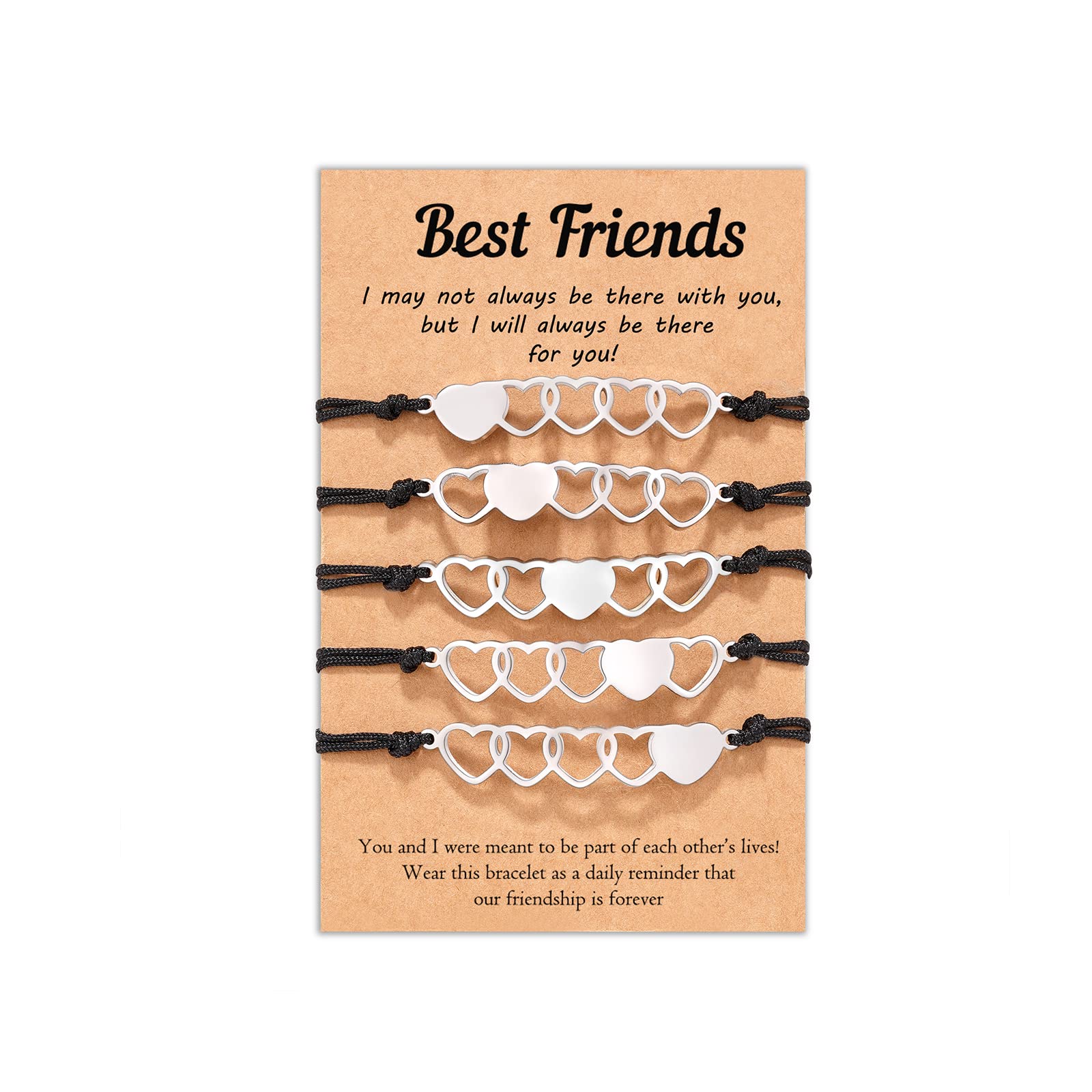 Tarsus 2/3/4/5 Pcs Best Friend Bracelets Friendship Bff Matching Distance Heart Bracelet Gifts for Women Girls Teen Men