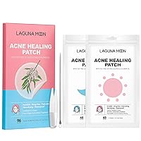 Lagunamoon Acne Pimple Patch with Tea Tree Oils and Calendula Flower, Stickers for Face and Skin,Absorbing Cover (3 Sizes, 96 Count)