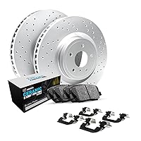 R1 Concepts Front Brakes and Rotors Kit |Front Brake Pads| Brake Rotors and Pads| Euro Ceramic Brake Pads and Rotors| Hardware Kit|fits 2010-2012 Land Rover Range Rover