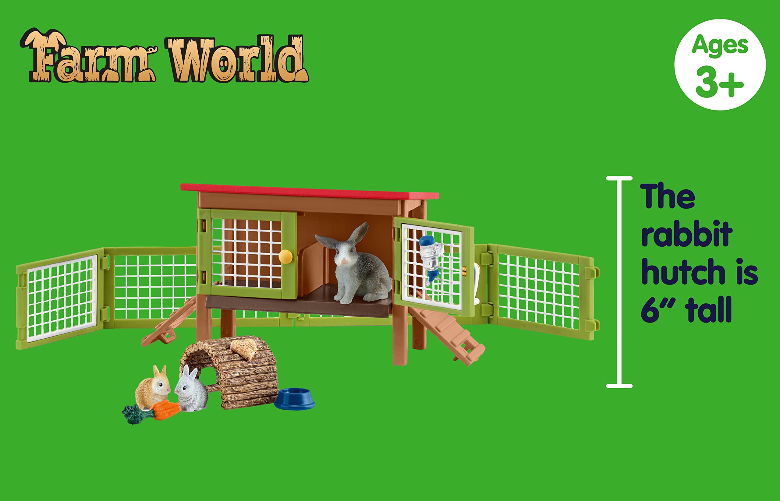 Schleich Farm Animal Toys and Playsets - Farm World 8 Piece Rabbit Hutch Set with Figurines, Farming Hutch and Accessories for Kids Ages 3 and Above