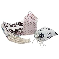 Darling Souvenir 25 Pcs Cotton Drawstring Gift Bags Printed Wedding Party Favor Pouches - Assorted Colors & Prints-3 x 3 Inches