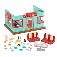 Li’l Woodzeez – Li'l Nibbles Drive Thru Diner – 37Pcs Dollhouse Playset with Furnitures & Accessories – Pretend Play Toy for Kids Age 3+
